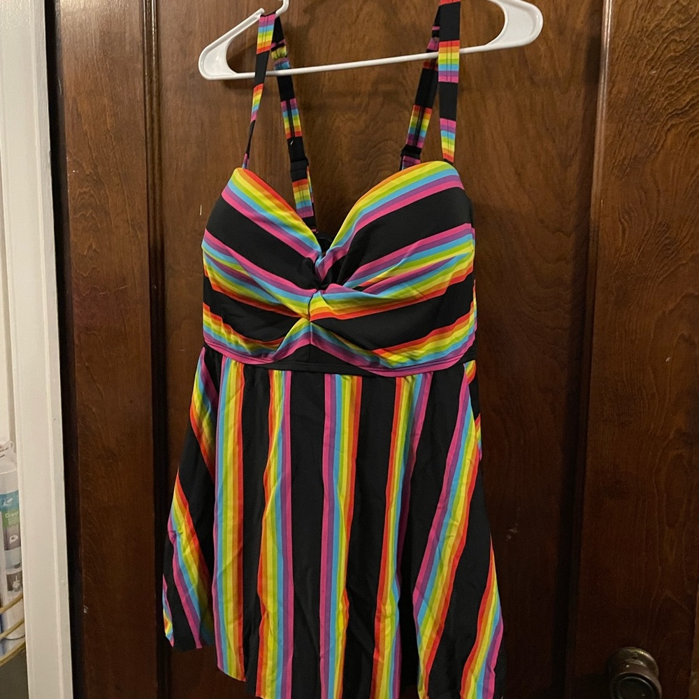 Torrid Rainbow Tankini Swim Top